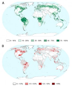 Pourcentage de couvert forestier sur la planète